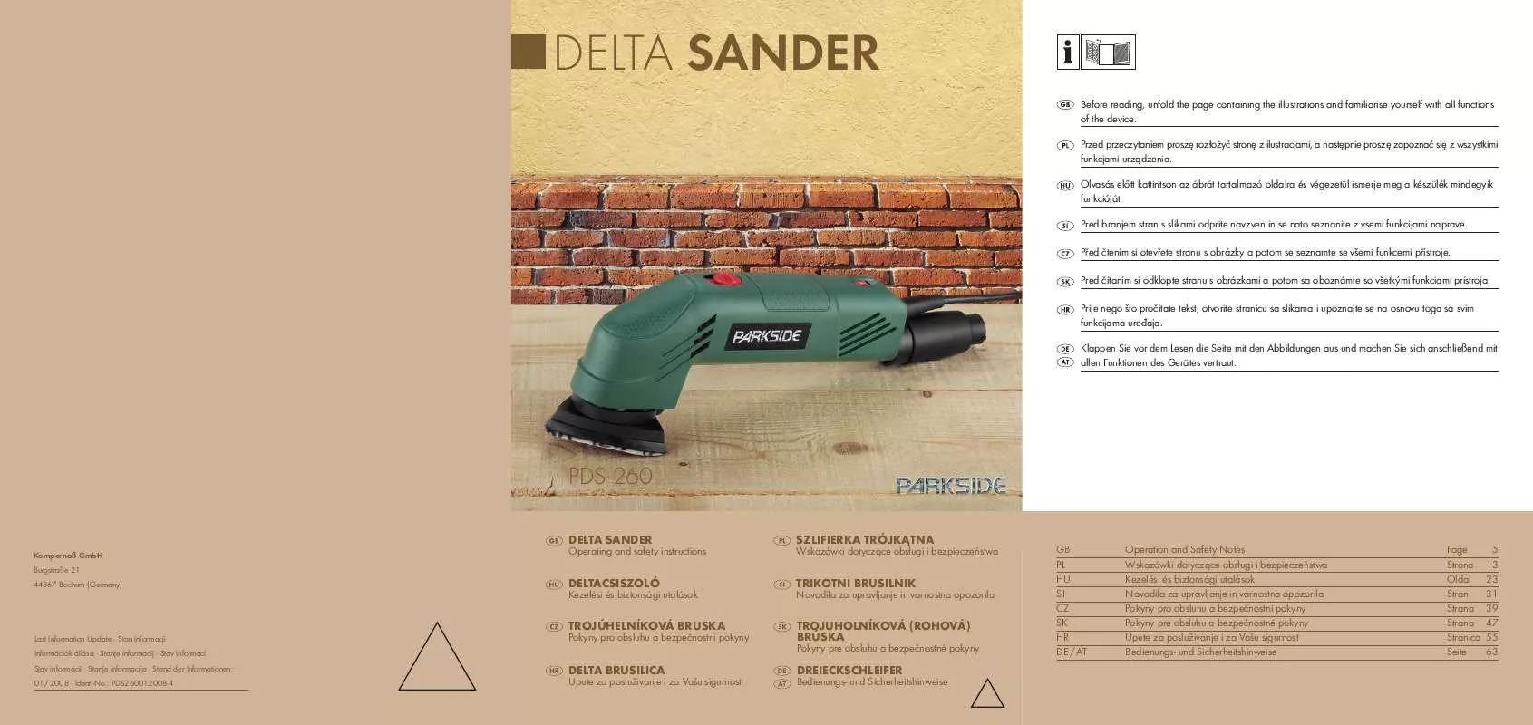 Mode d'emploi PARKSIDE KH 3185 DELTA SANDER