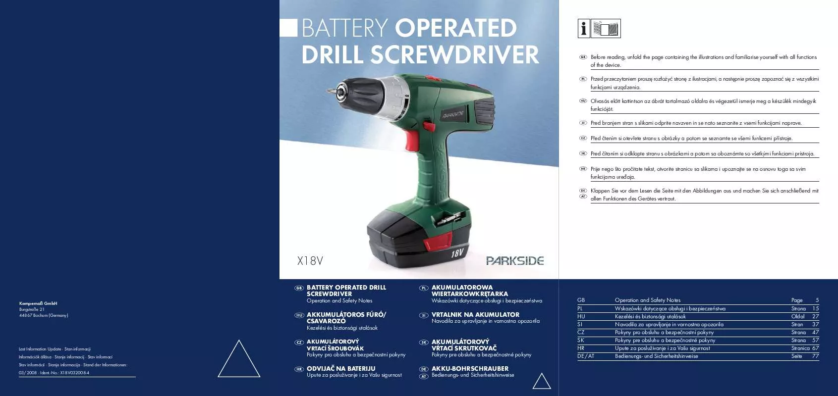 Mode d'emploi PARKSIDE KH 3188 2 SPEED CORDLESS DRILL