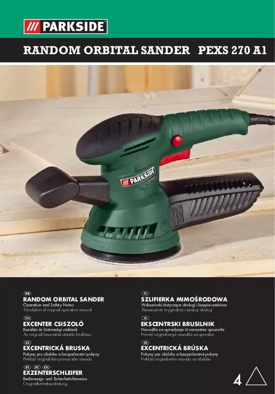 Mode d'emploi PARKSIDE PEXS 270 A1 RANDOM ORBITAL SANDER