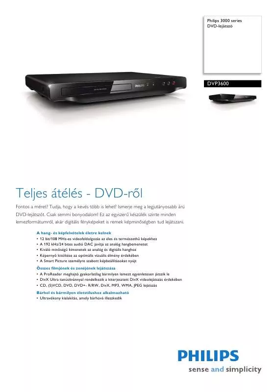 Mode d'emploi PHILIPS DVP3600