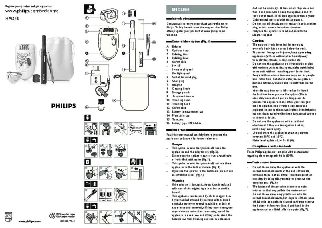 Mode d'emploi PHILIPS HP6543