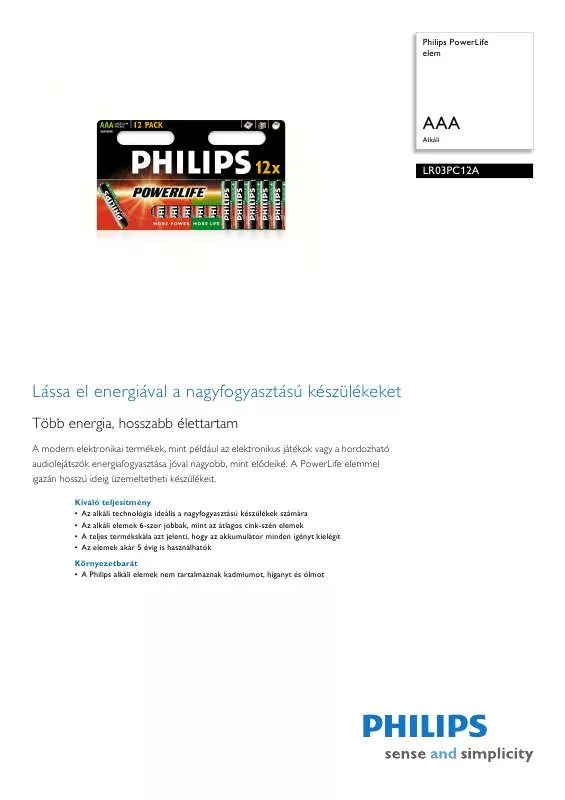 Mode d'emploi PHILIPS LR03PC12A