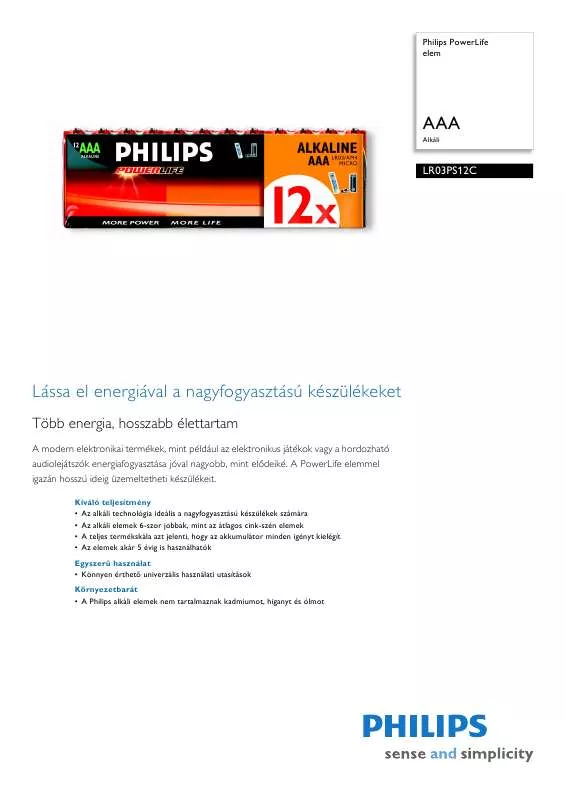 Mode d'emploi PHILIPS LR03PS12C