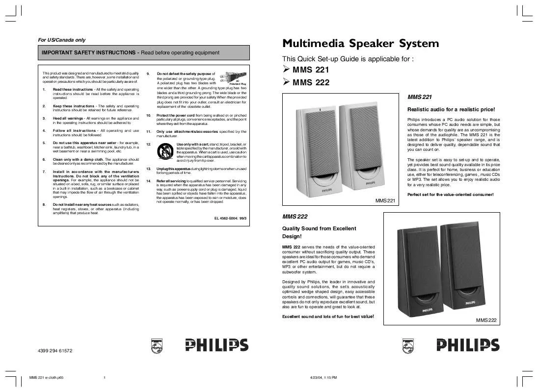 Mode d'emploi PHILIPS MMS222/00C