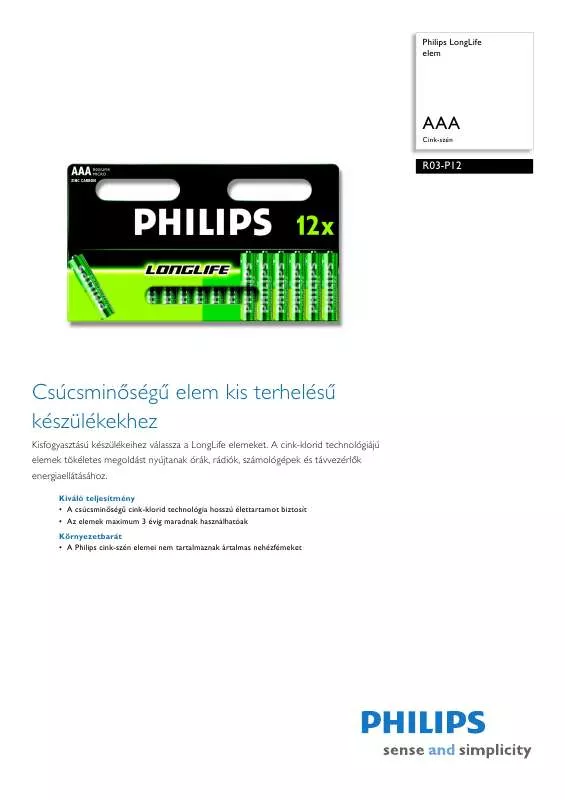 Mode d'emploi PHILIPS R03-P12