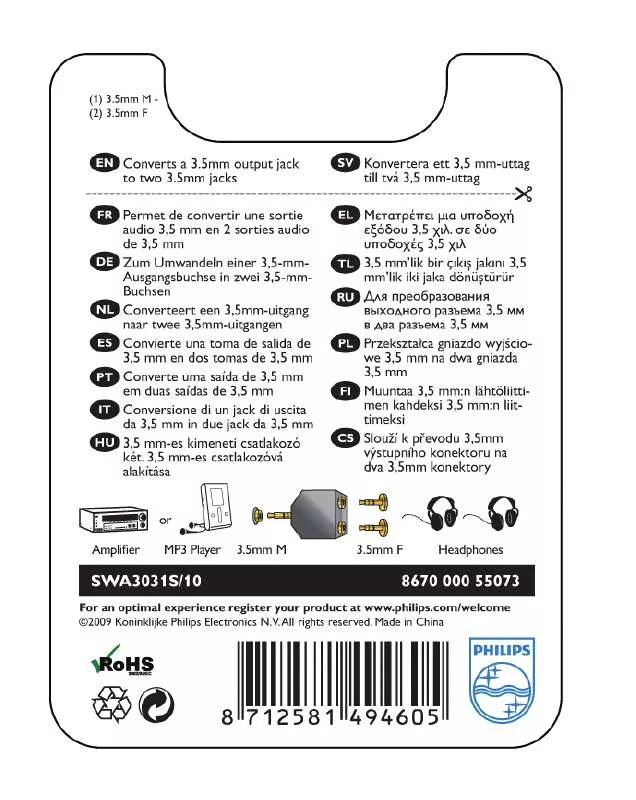 Mode d'emploi PHILIPS SWA3031S