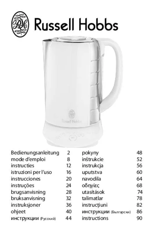 Mode d'emploi RUSSELL HOBBS GLASS TOUCH 14743-56 1,7L