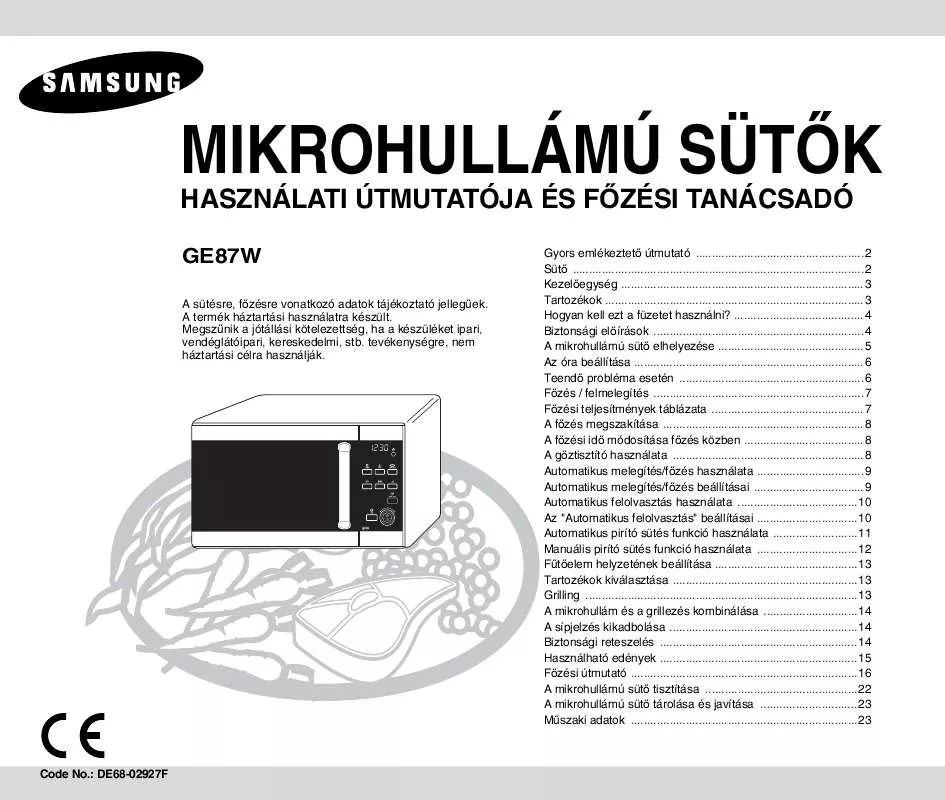 Mode d'emploi SAMSUNG GE87W