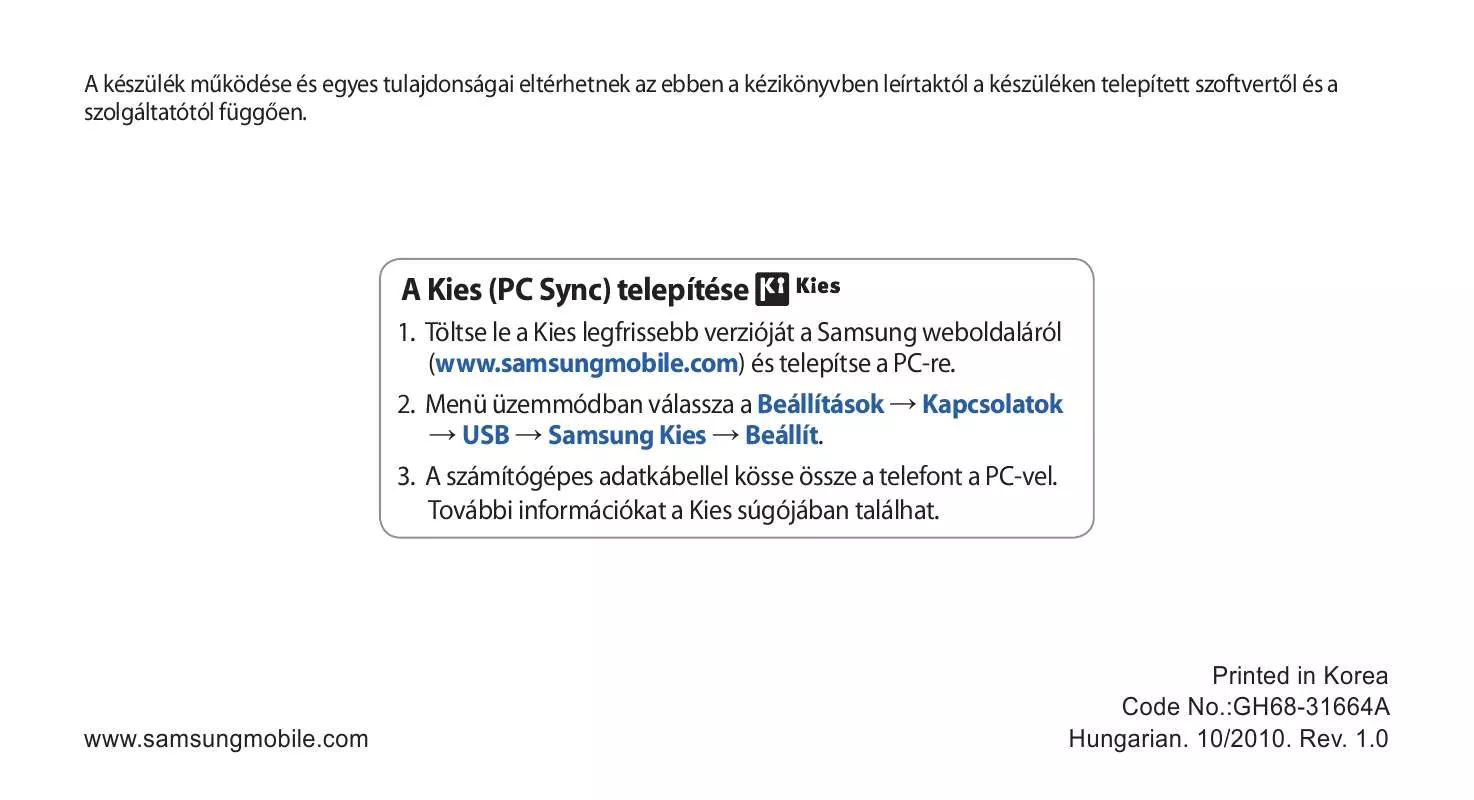 Mode d'emploi SAMSUNG GT-S7230