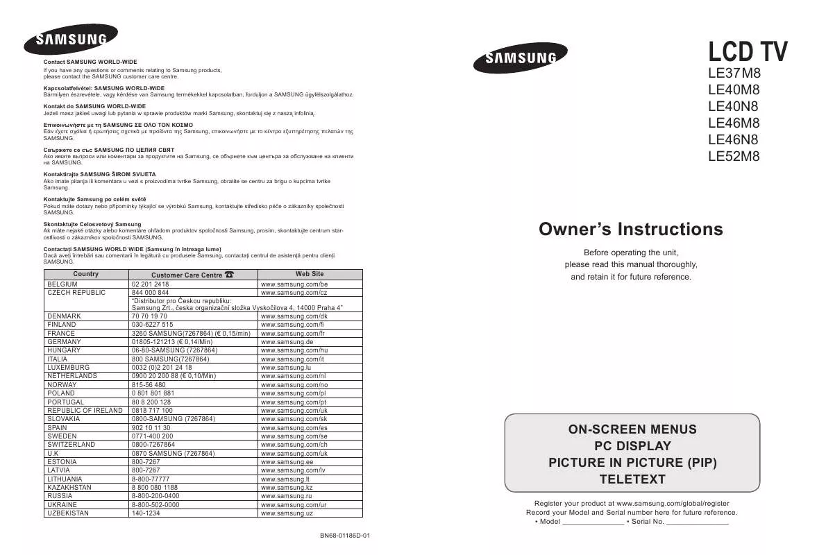 Mode d'emploi SAMSUNG LE 46M86BD