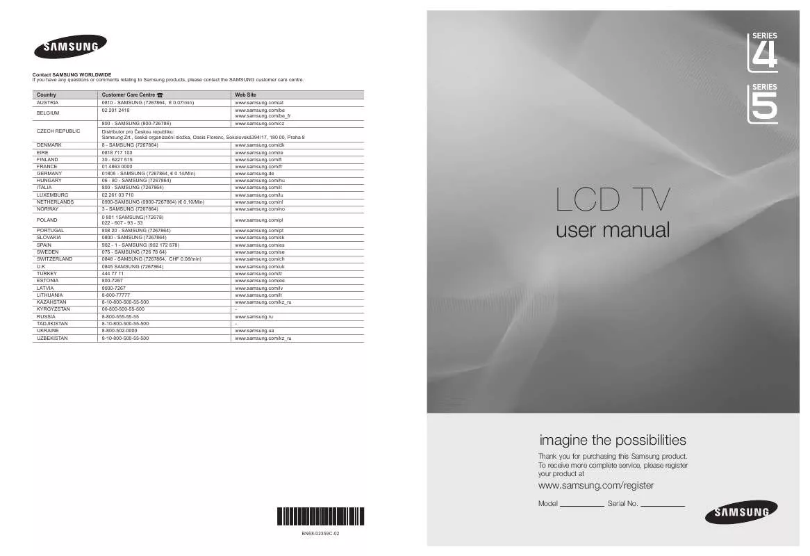 Mode d'emploi SAMSUNG LE19B541C4W