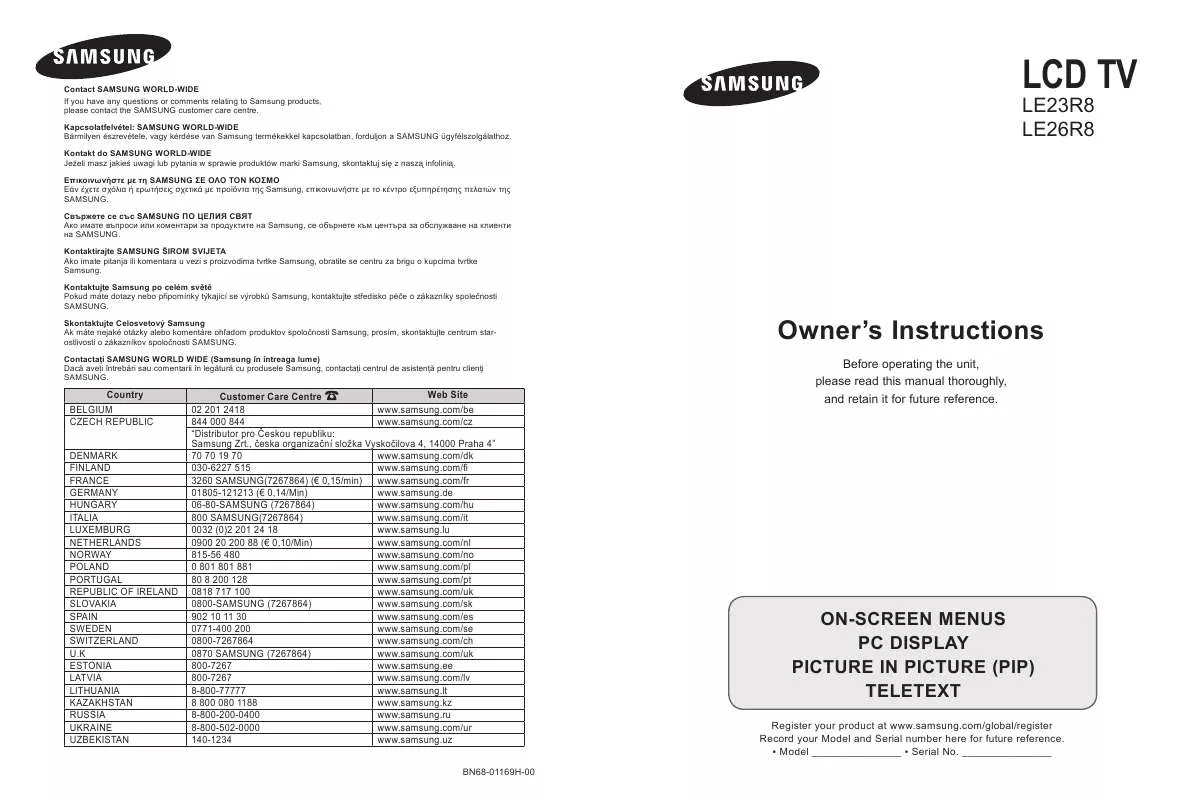 Mode d'emploi SAMSUNG LE23R86WD