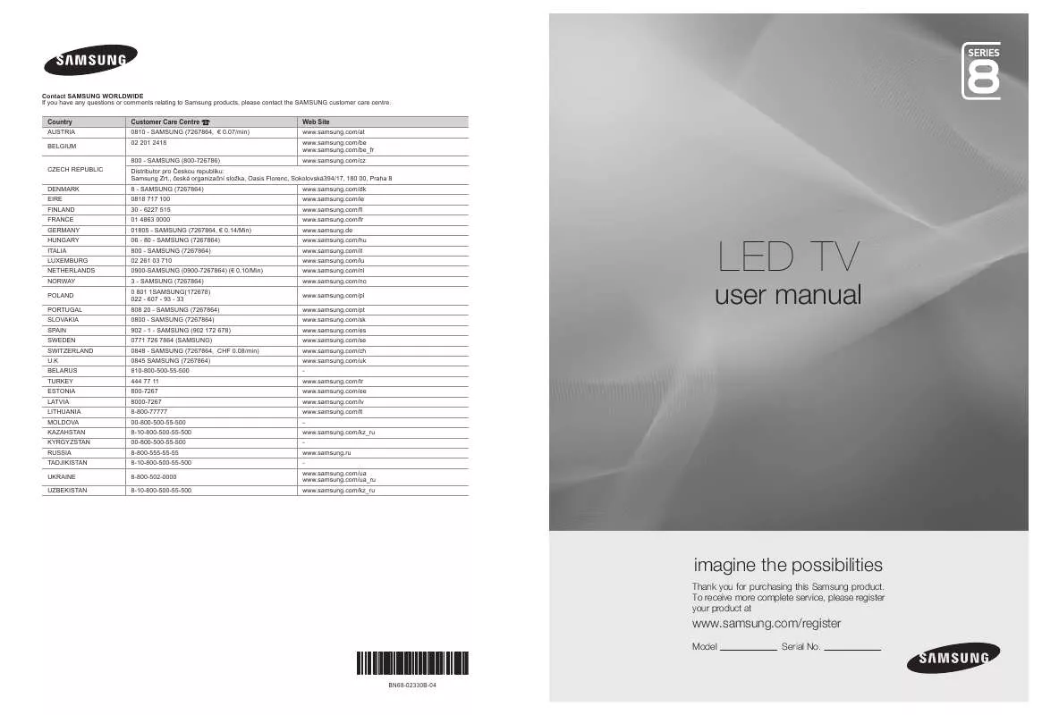 Mode d'emploi SAMSUNG UE-46B8000