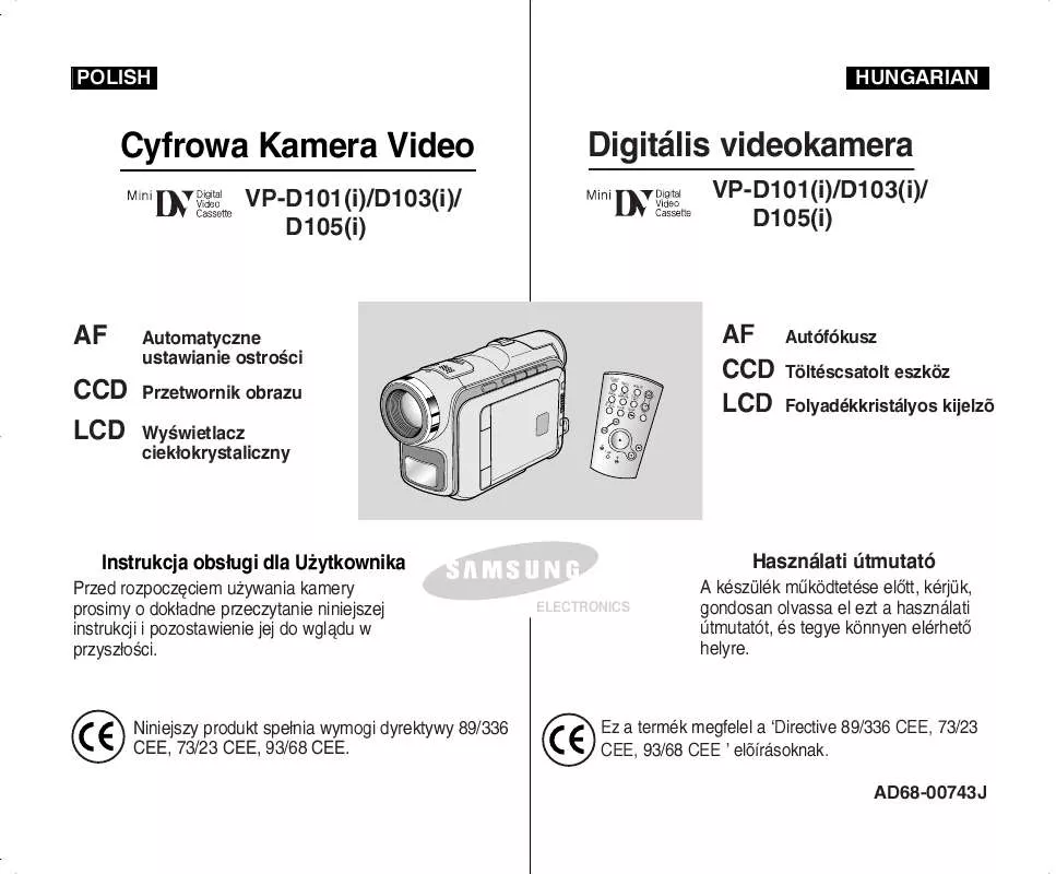 Mode d'emploi SAMSUNG VP-D102D