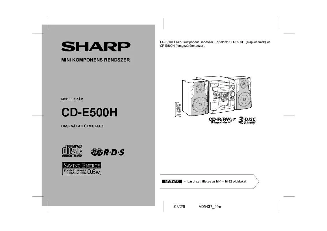 Mode d'emploi SHARP CD-E500H