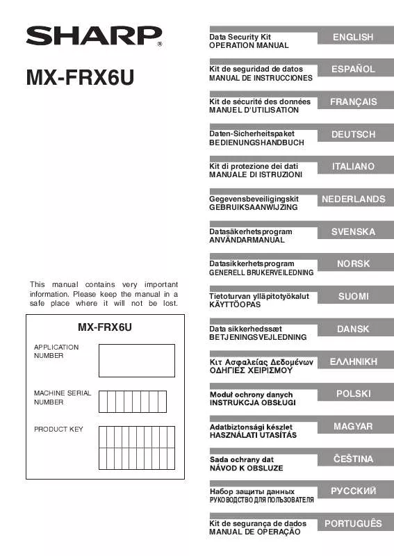 Mode d'emploi SHARP MX-FRX6U