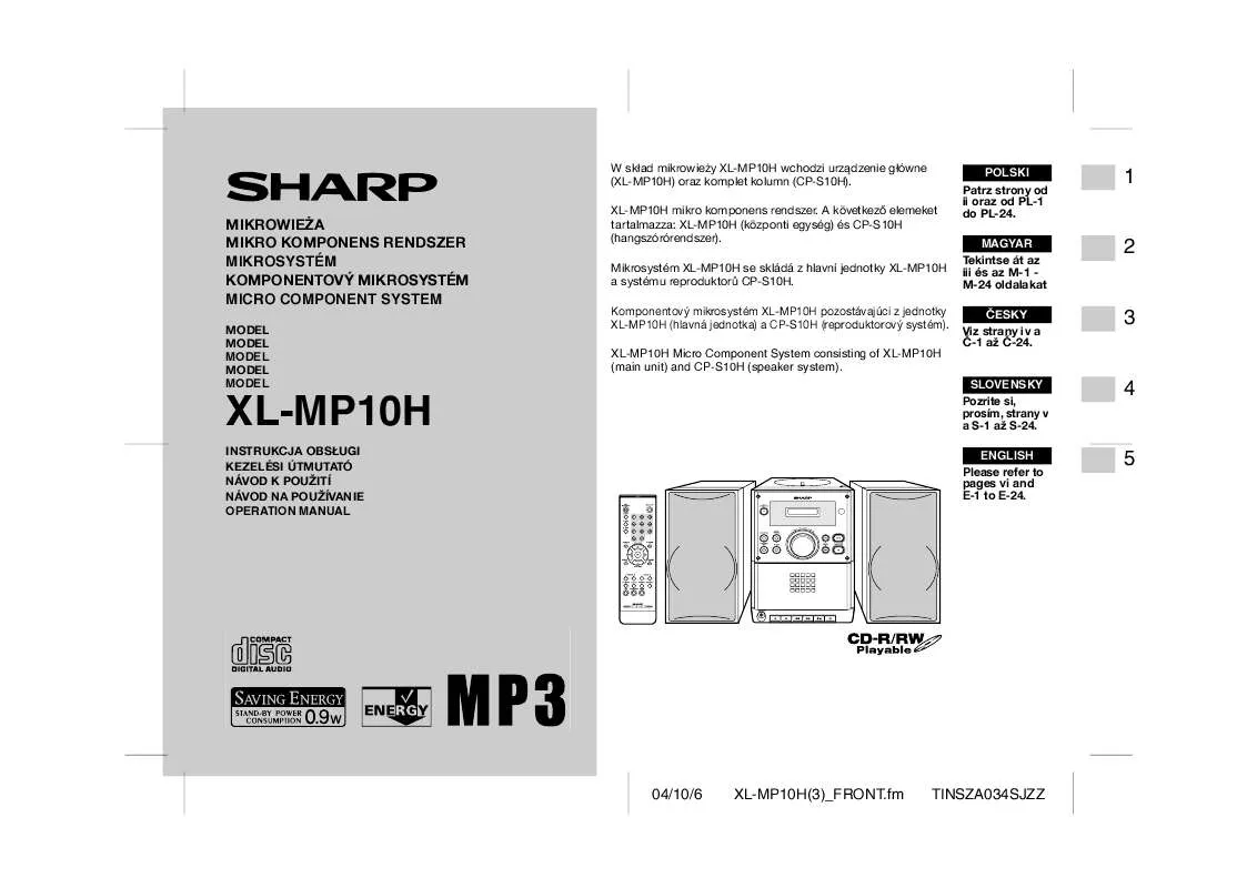 Mode d'emploi SHARP XL-MP10H