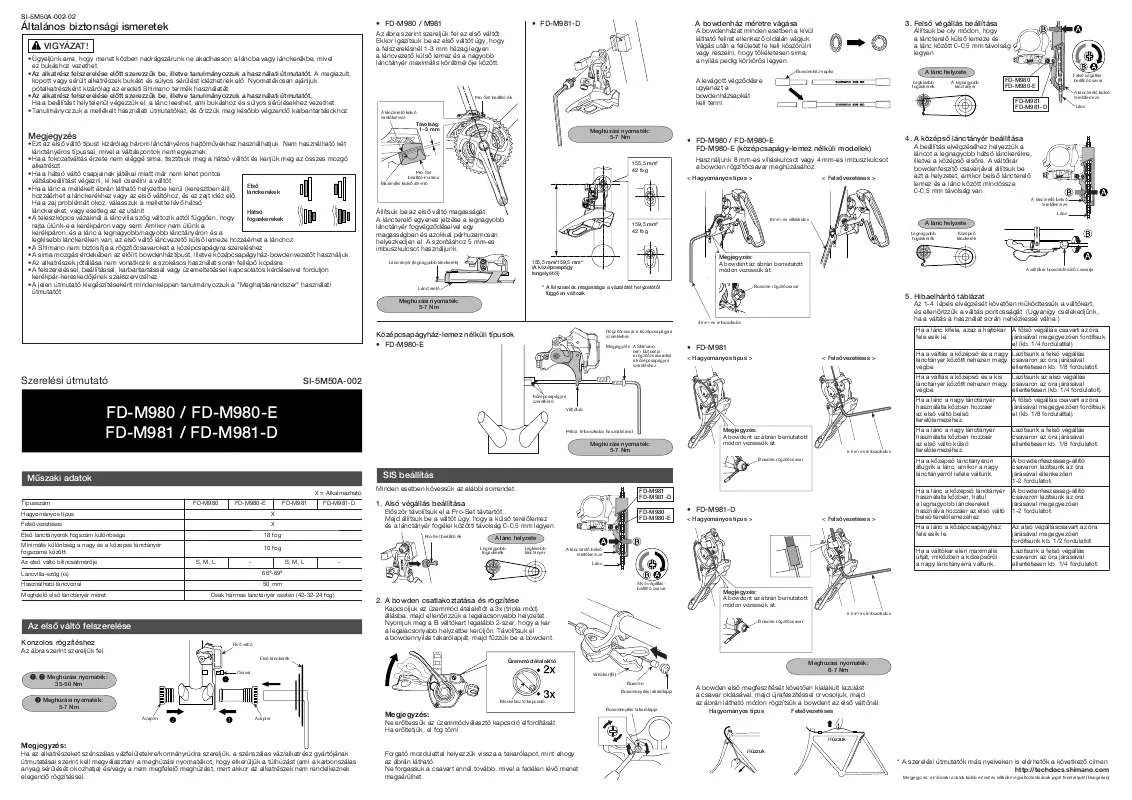 Mode d'emploi SHIMANO FD-M981