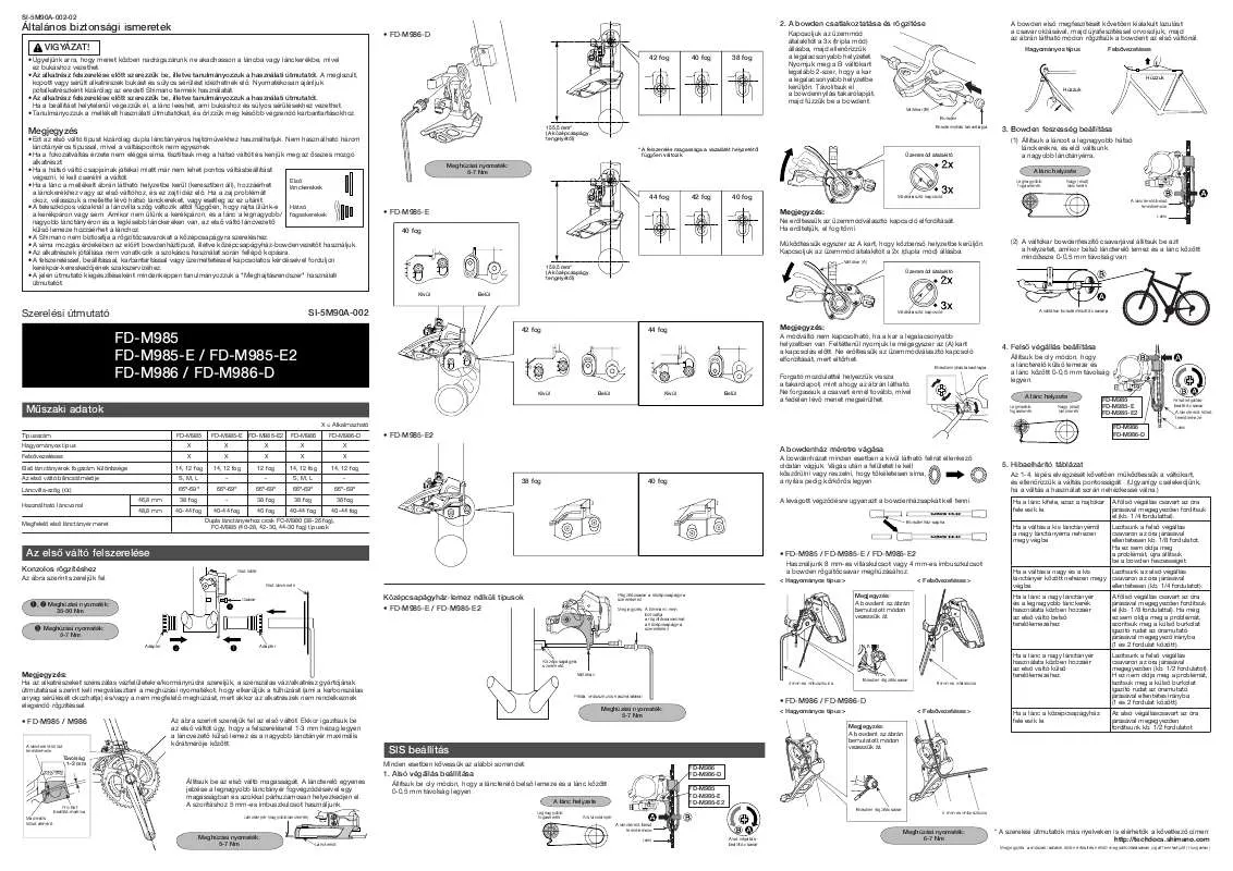 Mode d'emploi SHIMANO FD-M985-E