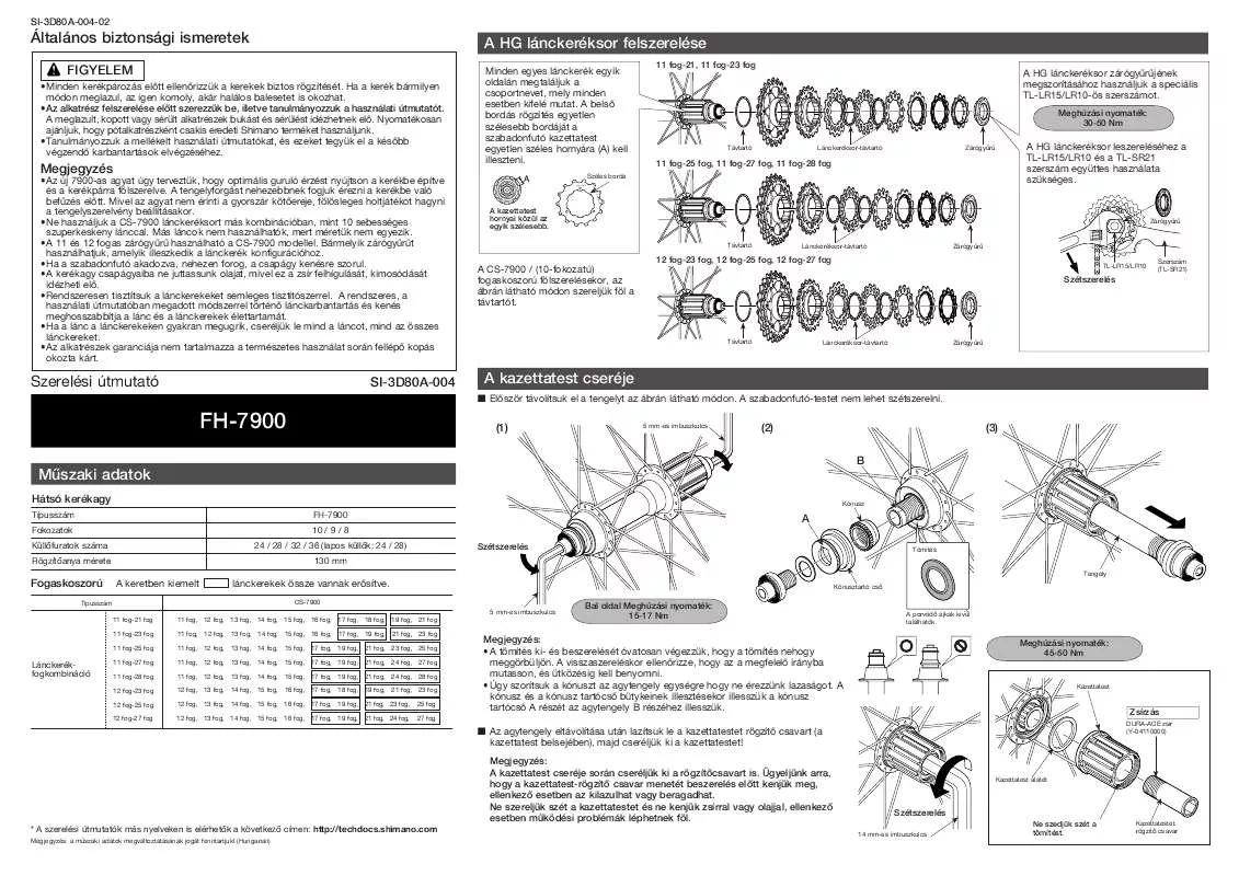 Mode d'emploi SHIMANO FH-7900