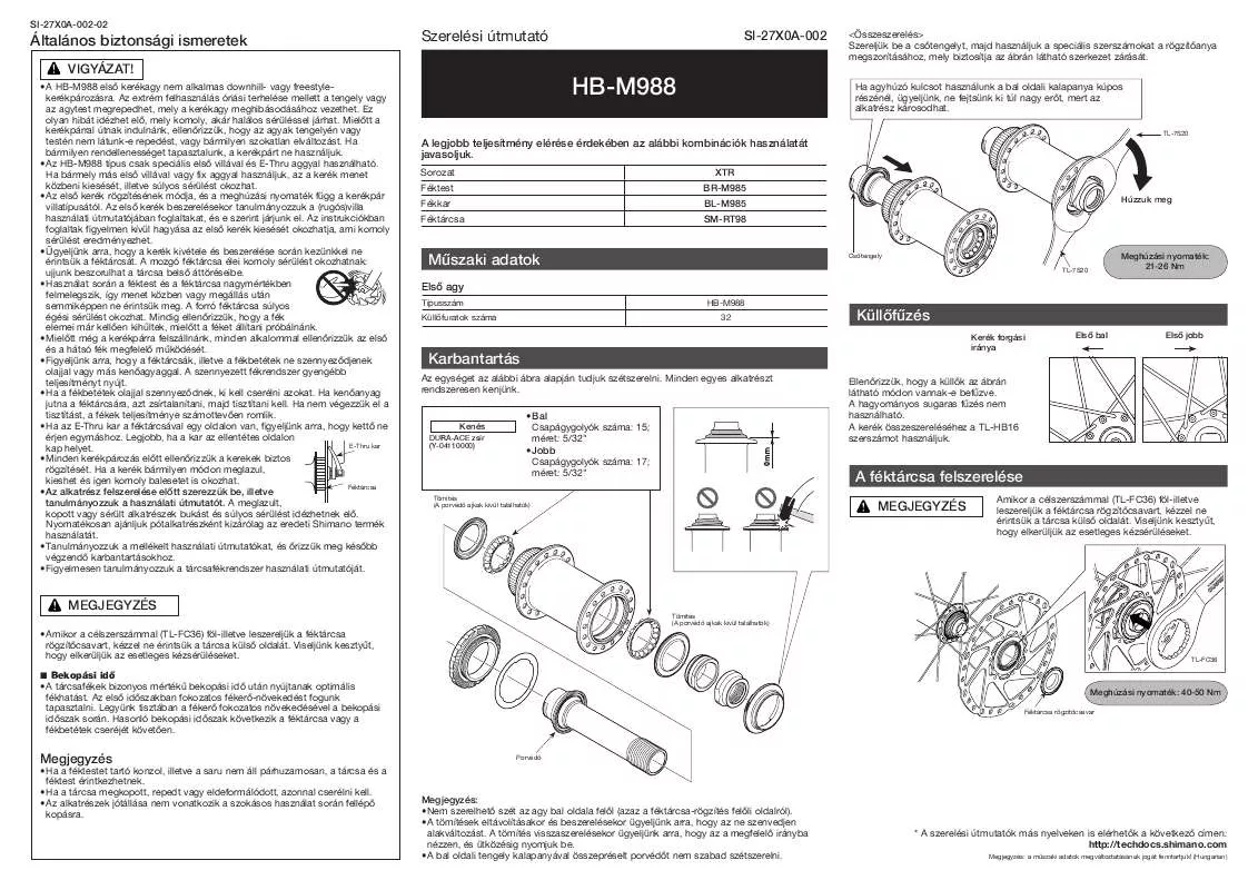 Mode d'emploi SHIMANO HB-M988