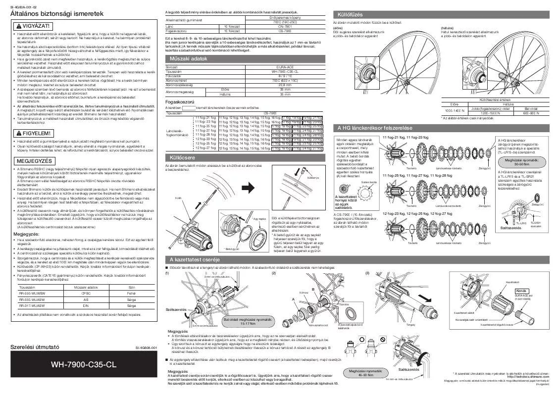 Mode d'emploi SHIMANO WH-7900-C35-CL