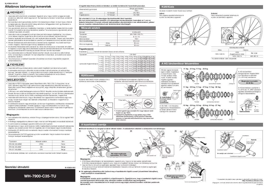 Mode d'emploi SHIMANO WH-7900-C35-TU