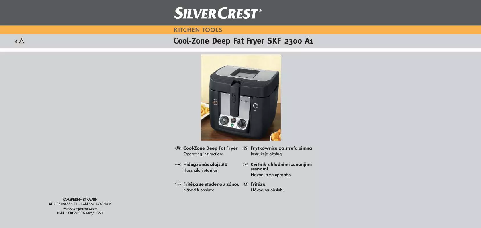 Mode d'emploi SILVERCREST SKF 2300 A1 COOL-ZONE DEEP FAT FRYER