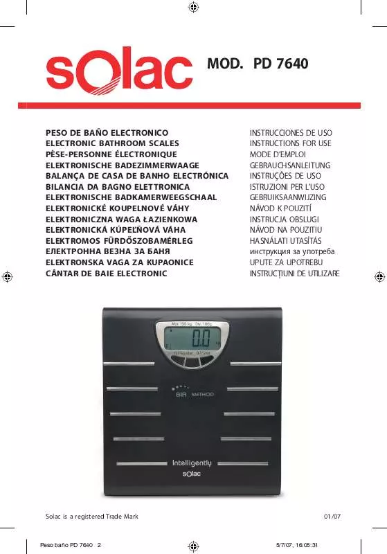 Mode d'emploi SOLAC PD7640