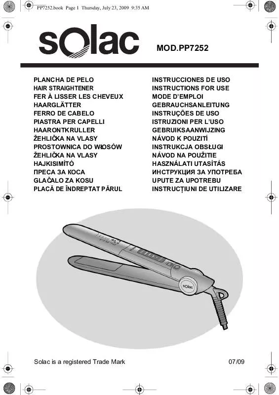 Mode d'emploi SOLAC PP7252