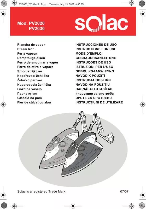 Mode d'emploi SOLAC PV2030