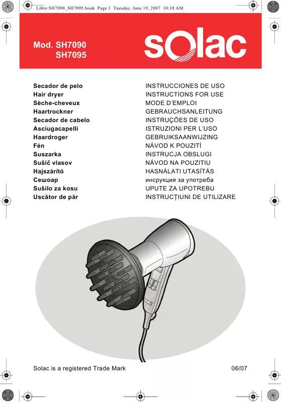 Mode d'emploi SOLAC SH7090