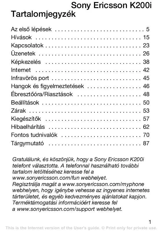 Mode d'emploi SONY ERICSSON K200I