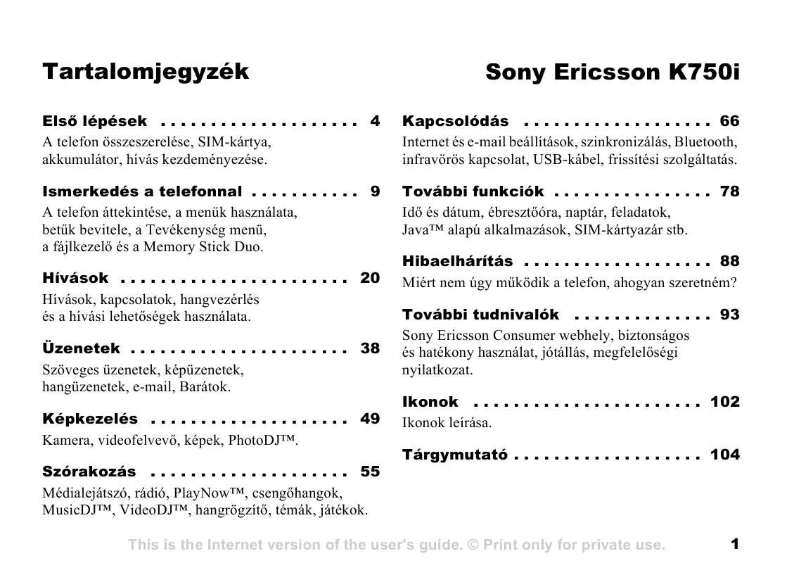 Mode d'emploi SONY ERICSSON K750