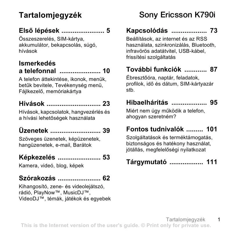 Mode d'emploi SONY ERICSSON K790I