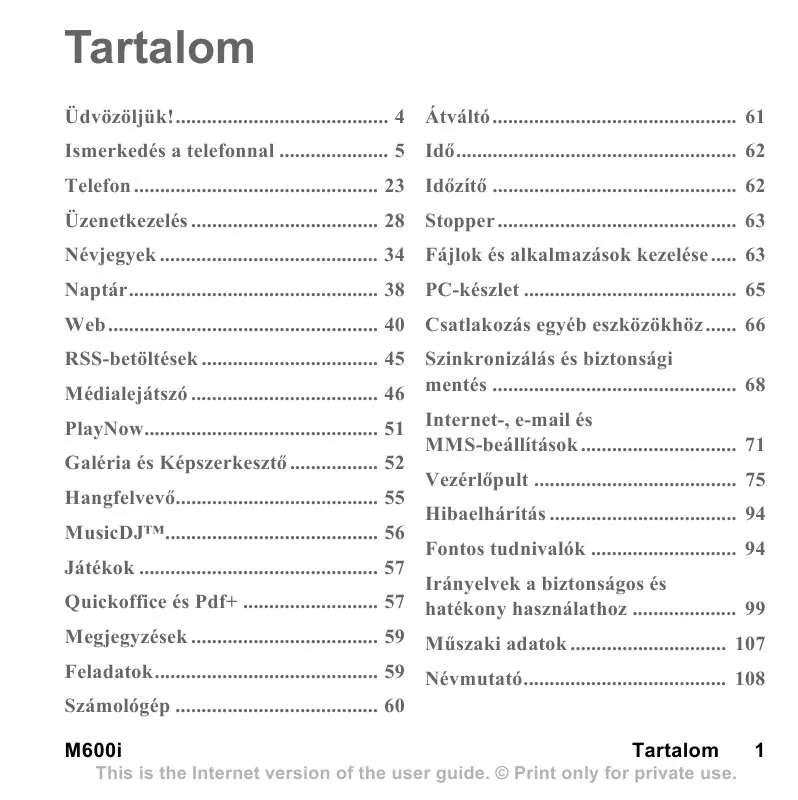 Mode d'emploi SONY ERICSSON M600I