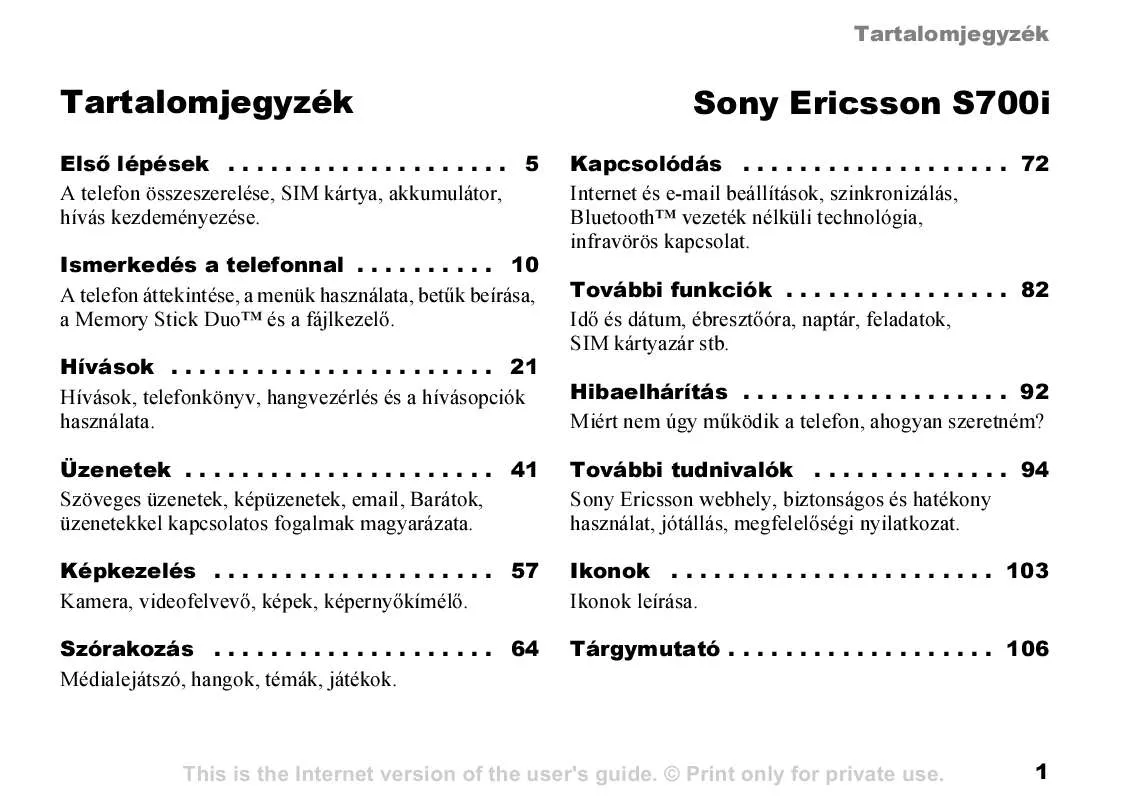 Mode d'emploi SONY ERICSSON S700I