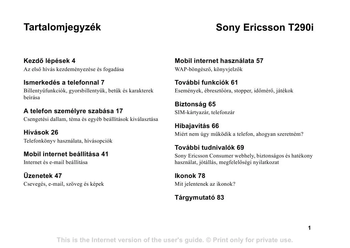 Mode d'emploi SONY ERICSSON T290I