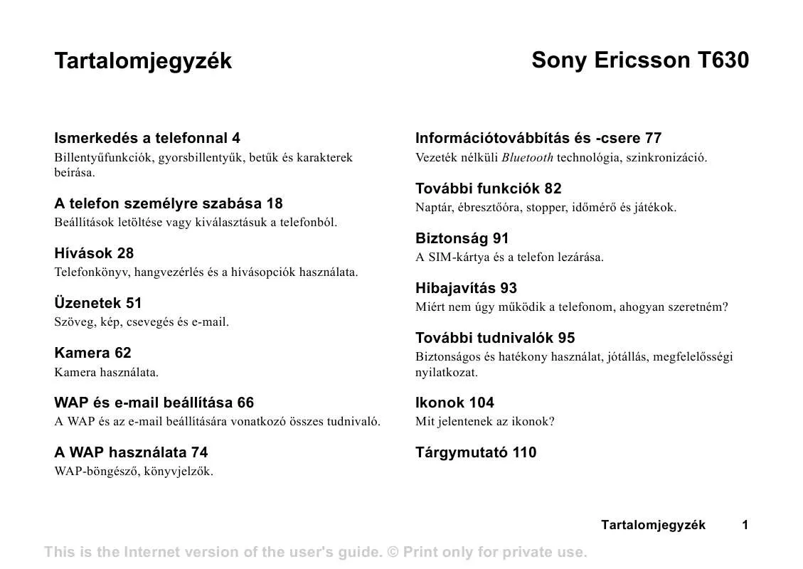 Mode d'emploi SONY ERICSSON T630