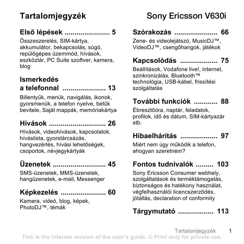 Mode d'emploi SONY ERICSSON V630I