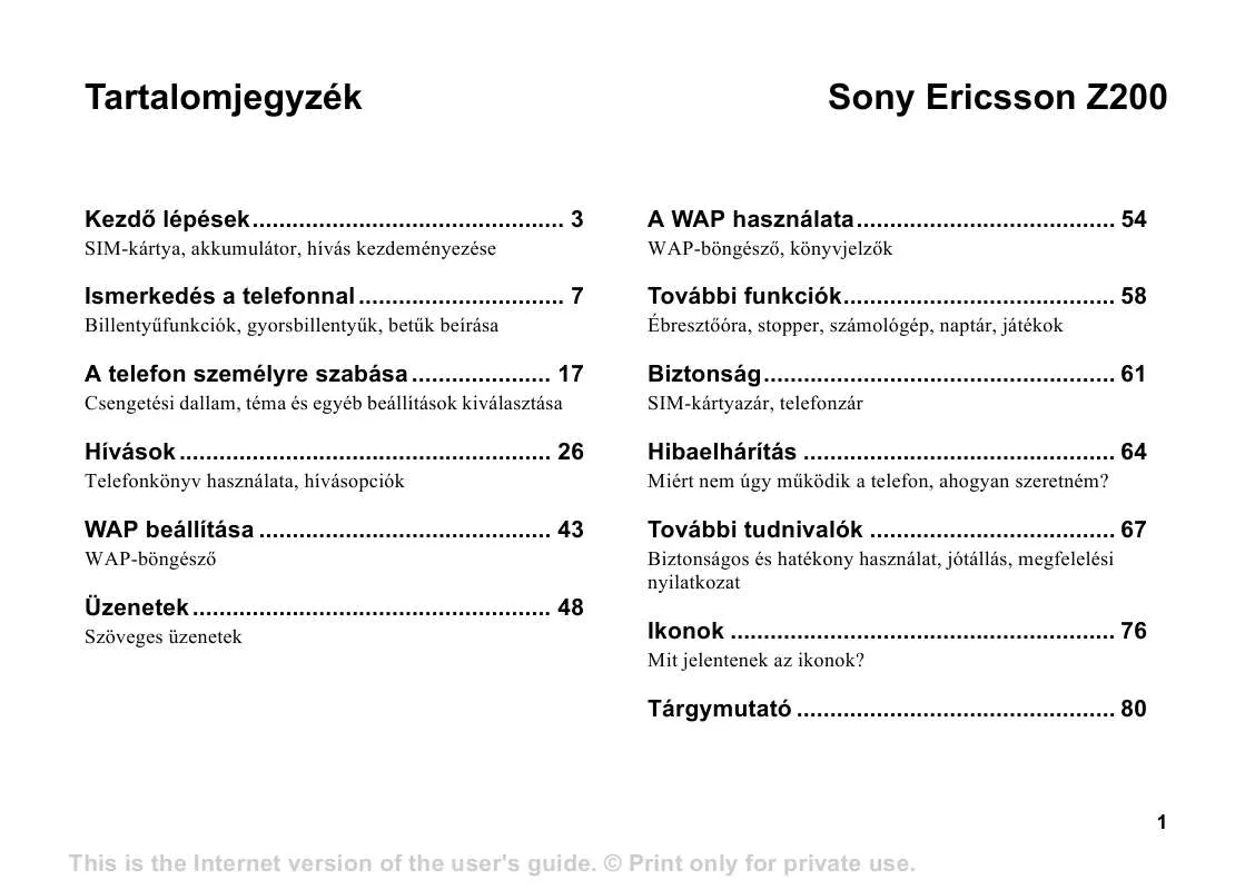 Mode d'emploi SONY ERICSSON Z200