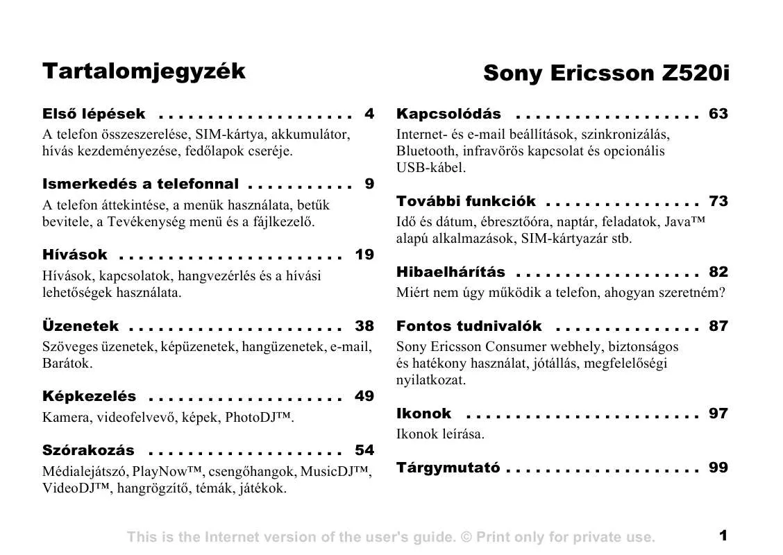 Mode d'emploi SONY ERICSSON Z520I