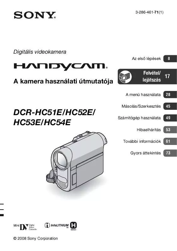 Mode d'emploi SONY DCR-HC52E