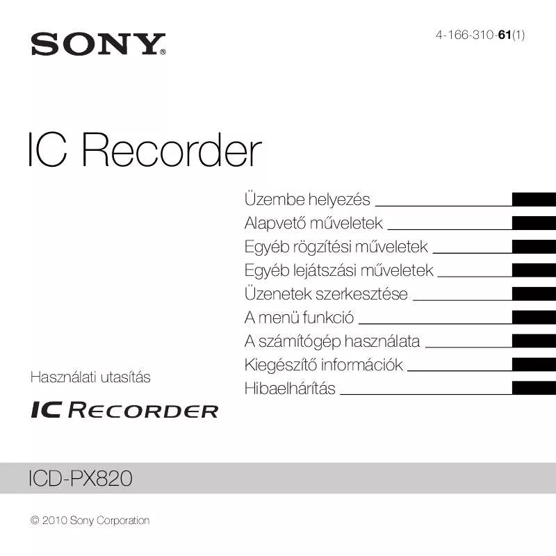 Mode d'emploi SONY ICD-PX820