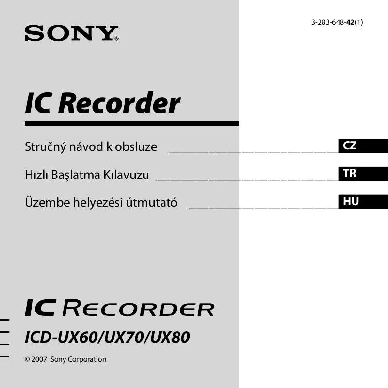 Mode d'emploi SONY ICD-UX80