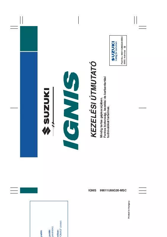 Mode d'emploi SUZUKI IGNIS