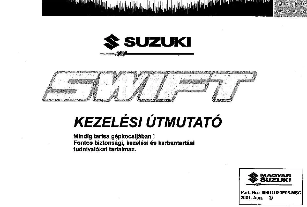 Mode d'emploi SUZUKI SWIFT