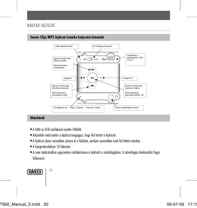 Mode d'emploi SWEEX MP300