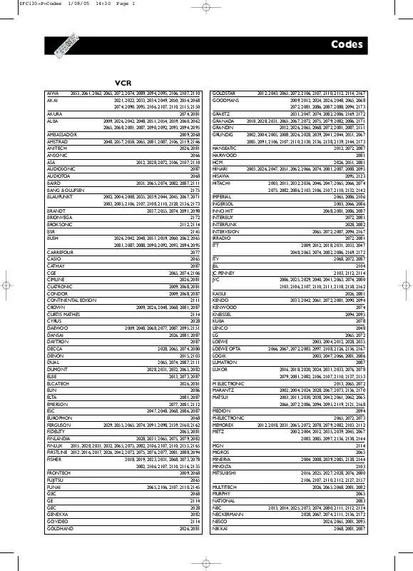 Mode d'emploi THOMSON IFC130