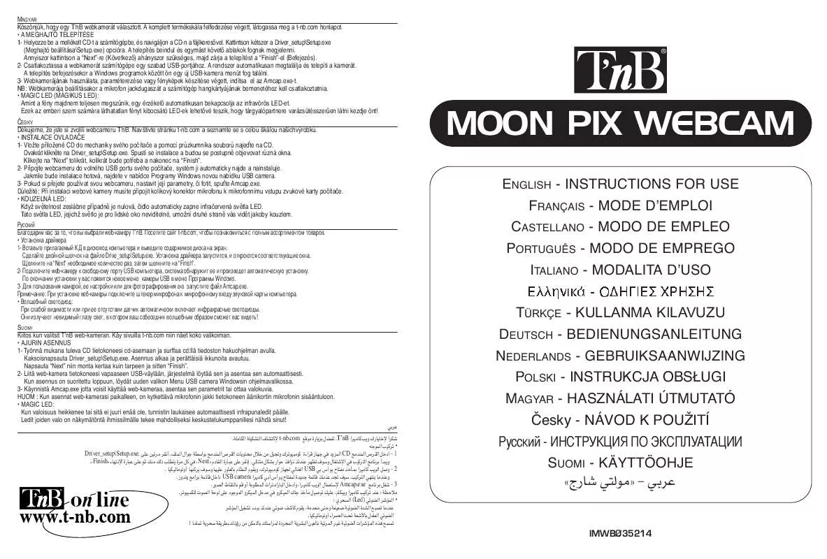 Mode d'emploi TNB MOON PIX WEBCAM